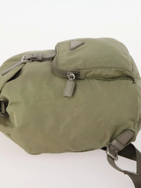 PRADA Backpack Nylon Beige Silver Auth YKZ795 main image 13